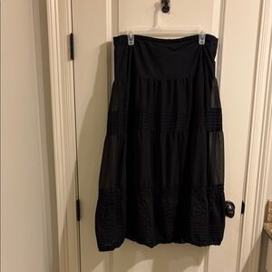 Apostrophe Black Maxi Skirt with inset crochet lace Size 14 Goth Cottagecore